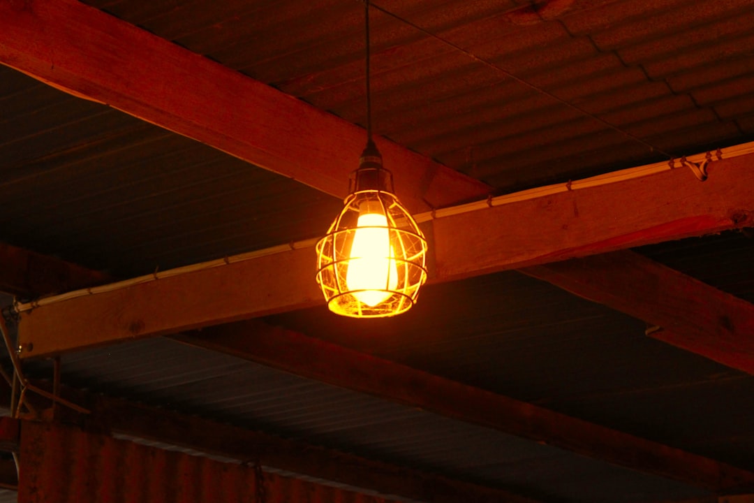 Photo rustic industrial barn style lamp